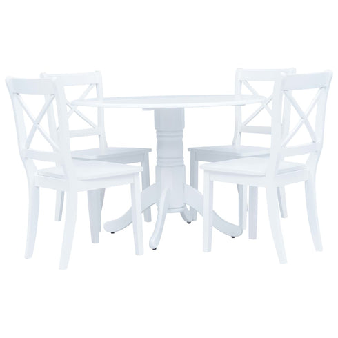 Maison Madeleine -  5 Piece Dining Set Solid Rubber Wood White